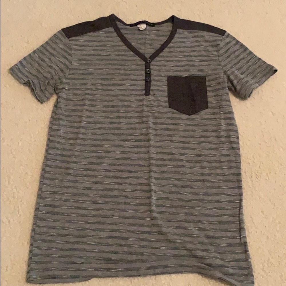 Grey, striped shirt